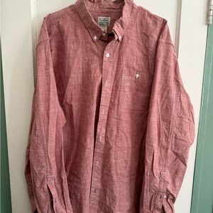 L.L. Bean Men's Casual Red Chambray Button-Down Shirt